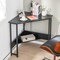 Costway Triangle Computer Desk Corner Desk Home Office with Power Outlets USB Ports Black/Rustic
